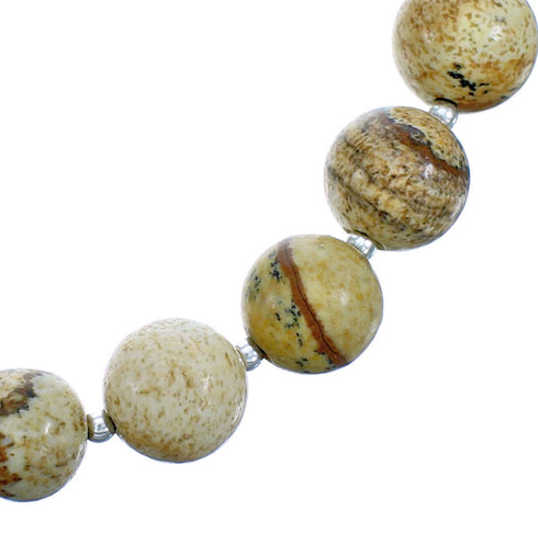Picture Rock And Genuine Sterling Silver Bead Necklace SX115267